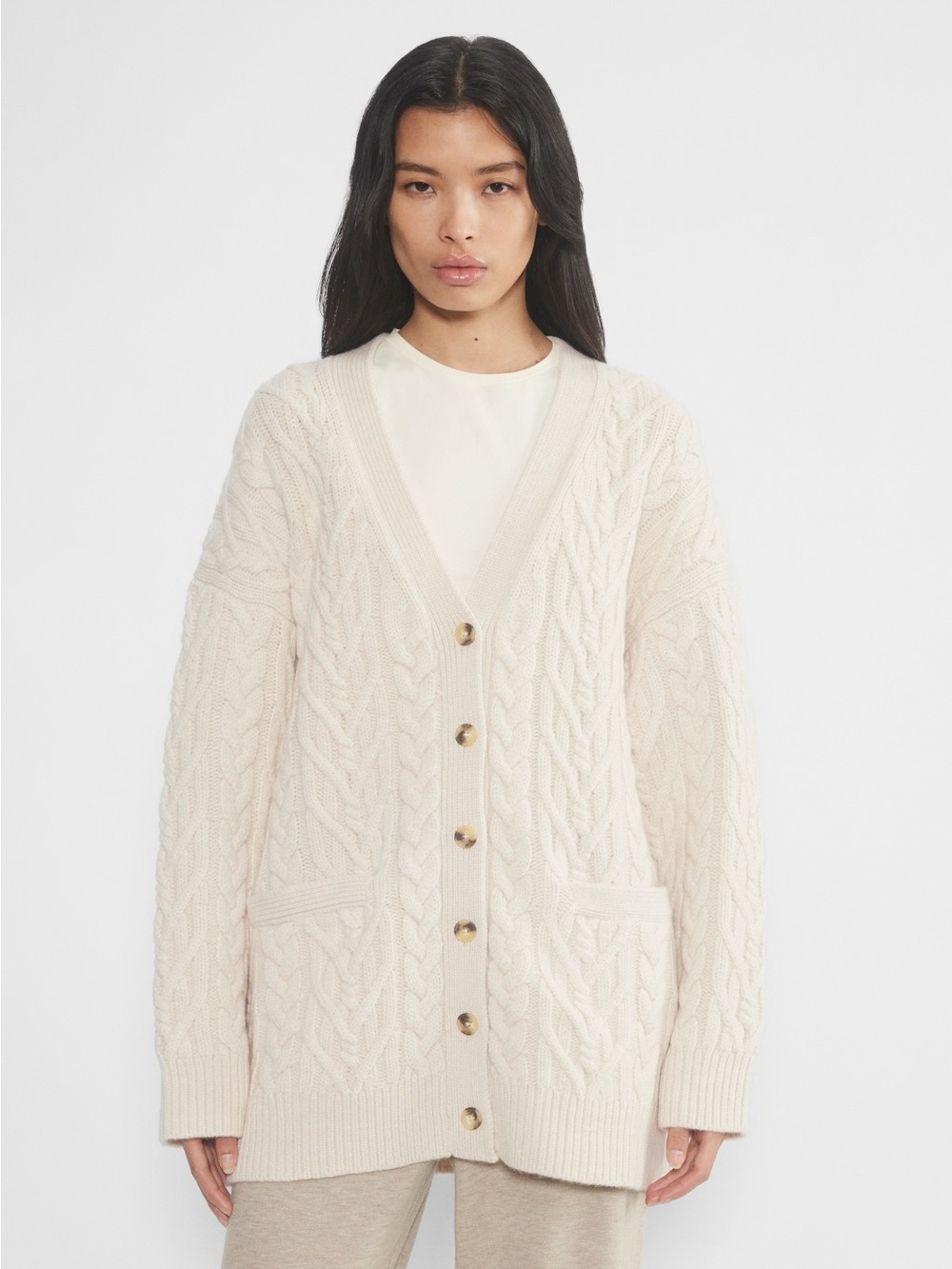 Aritzia Sunday Best Lamore Cardigan Cream Size Medium